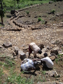 Building of paths, roads and drainage ditches